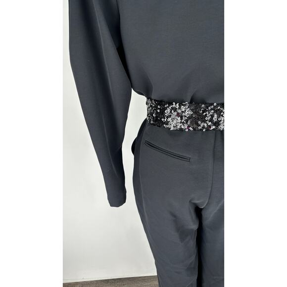 Les Archives Liberte Jumpsuit V Neckline Padded Shoulders Womens Small Black New - Picture 7 of 15